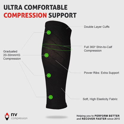 NV Compression Essential Race and Recover Solid Calf Sleeves